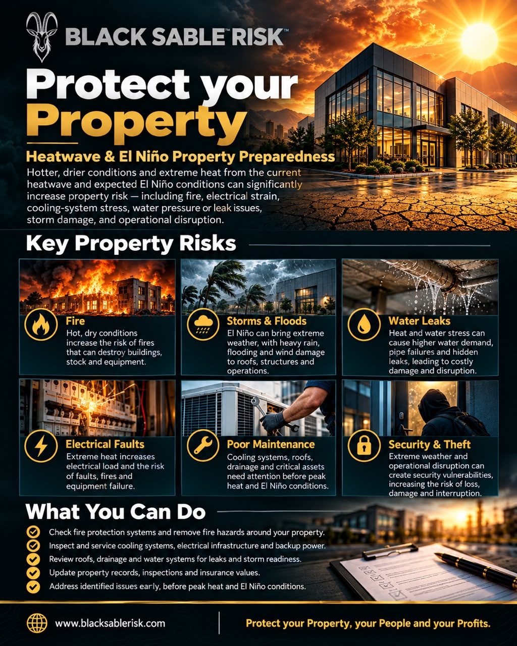 Black Sable™ Risk Protect your Property heat preparedness infographic